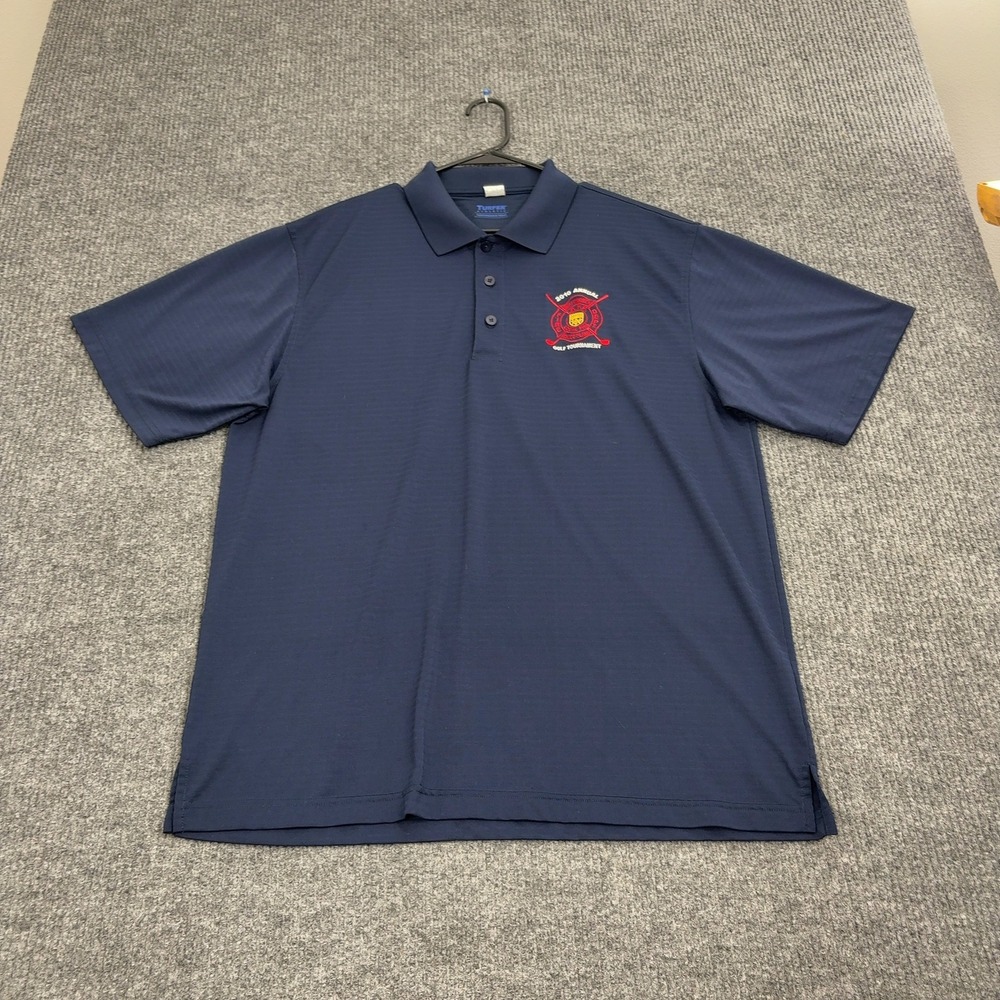 Turfer Athletic Polo Shirt Mens XL Navy 100 Polyester 2010 Golf Tournament Sport